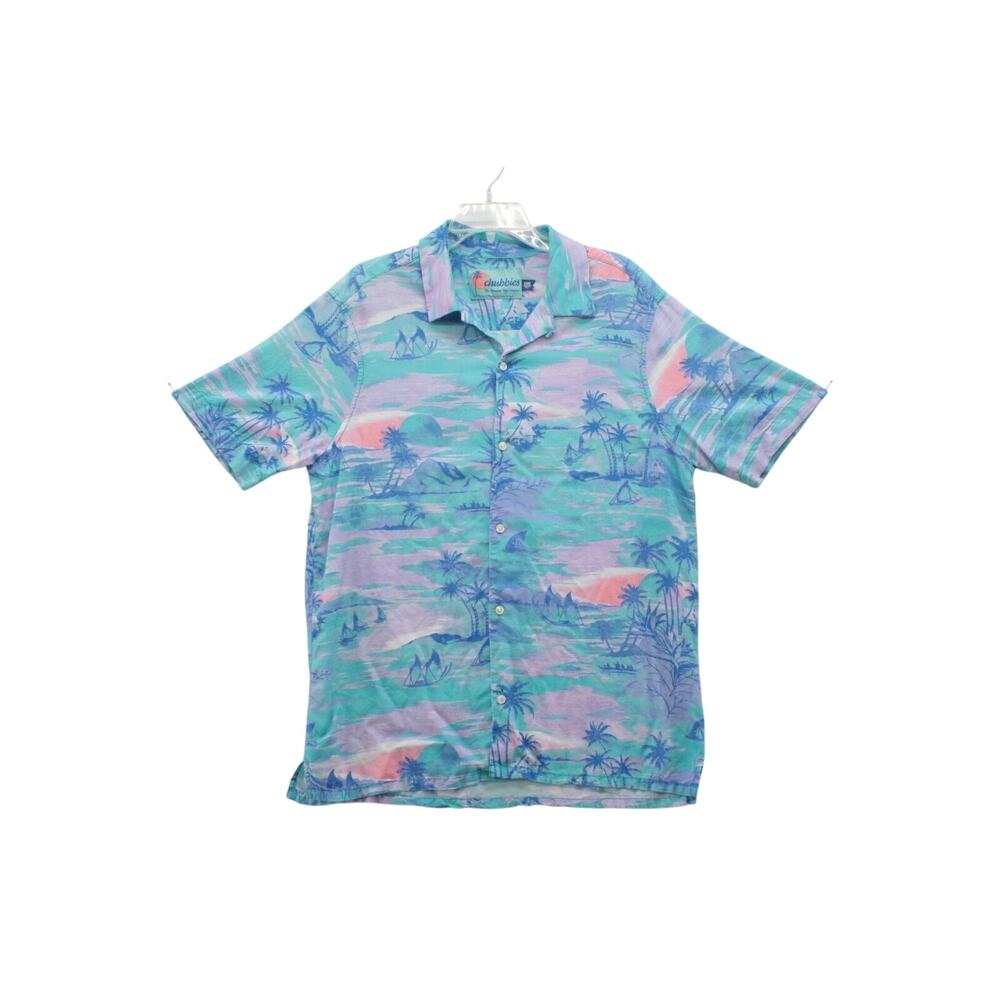 Chubbies Shirt Mens XL Blue Hawaiian Sailboat Nautical Vacation Button up Resort